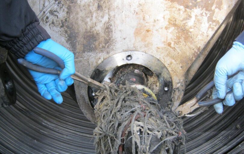 Wastewater pump blocked by rag debris and solids causing operational failures