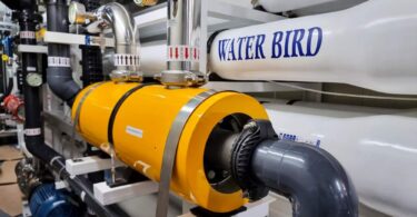 Containerised SWRO desalination system featuring Energy Recovery PX Q400 technology at the Water Bird plant in Oman.