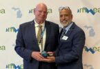 Steve Aiken receiving the 2026 MWEA President's Award for contributions to the wastewater industry