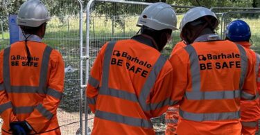 Barhale site team at a fenced construction area for a United Utilities Better Rivers project