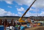 Construction of South West Water's new underground storm storage tank at The Ham in Sidmouth.
