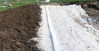Secudrain liner being installed in a stormwater storage basin in Hull