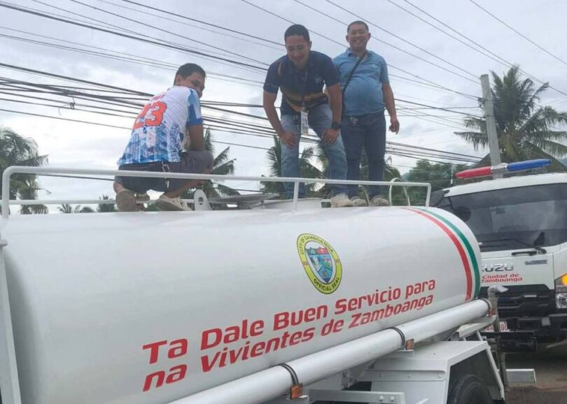 City Water District staff on a water tanker during water supply operations