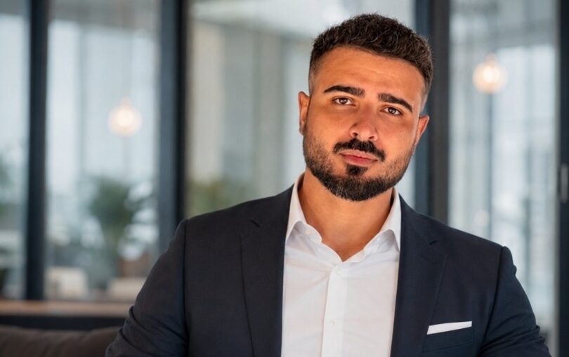 AquaStore founder Aydin Malikov seated in a business setting