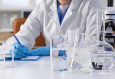 Laboratory glassware used for water treatment material research