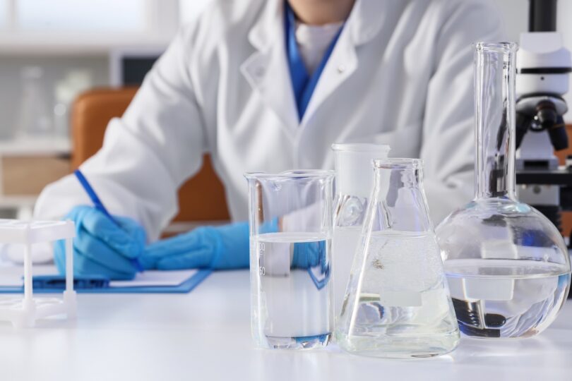 Laboratory glassware used for water treatment material research