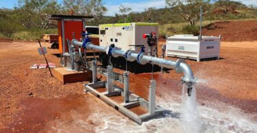 Flow Water Services pumping infrastructure operating at a remote water site in Western Australia