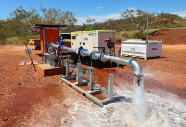 Flow Water Services pumping infrastructure operating at a remote water site in Western Australia