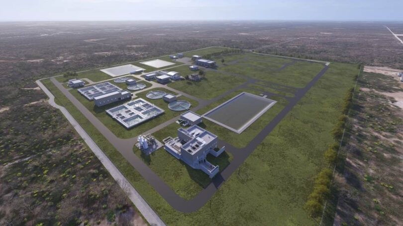 Rendering of the planned Bob Derrington Water Reclamation Plant in Odessa Texas