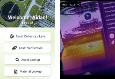MentorAPM asset management interface alongside FLIR thermal inspection imaging