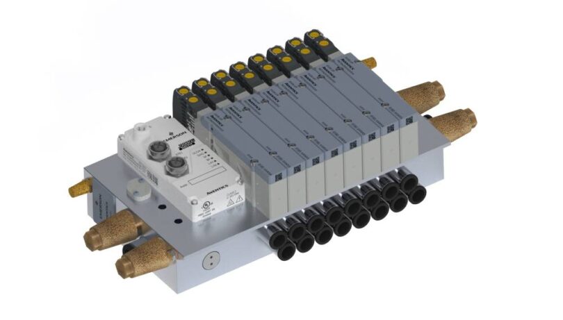Emerson AVENTICS XV05 pneumatic valve system with multiple valve modules