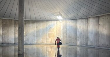 New covered slurry storage tank following a slurry storage upgrade at a Yorkshire pig farm