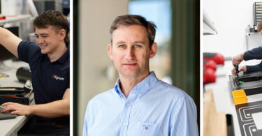 CSignum engineers Hamish McAllister and Kyle Watson with CEO John Nicholls