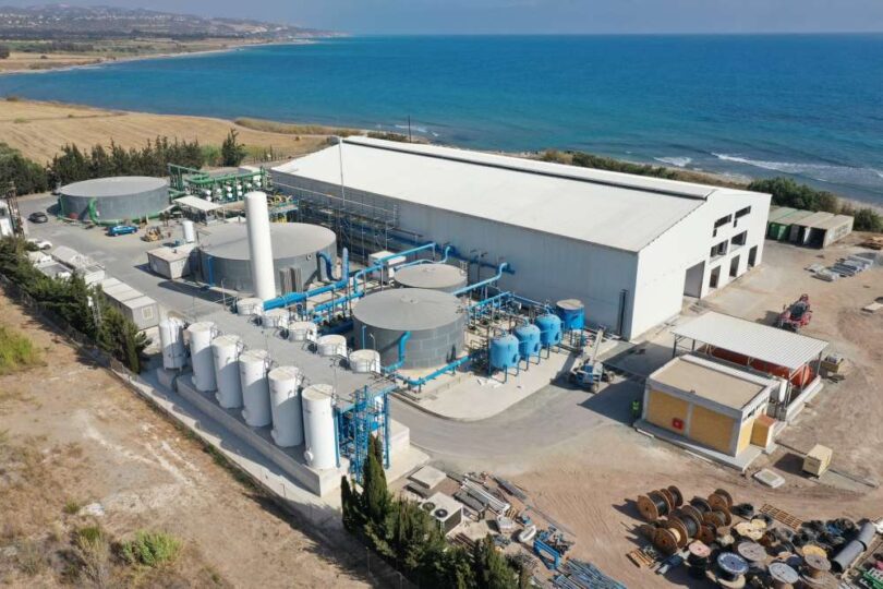 Coastal desalination plant illustrating desalination and water reuse technologies for improving water resilience
