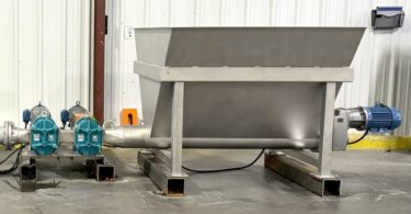 Börger pump and macerating system used to process food waste for composting