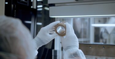 GF technician inspecting a SYGEF Ultra high-purity piping component