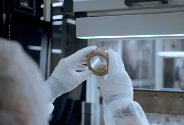 GF technician inspecting a SYGEF Ultra high-purity piping component