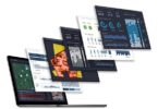 Water system visualisation dashboards displayed above a laptop