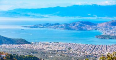 Panoramic view of Volos and the Pagasetic Gulf in Greece, where Aganova will inspect a wastewater pipeline