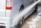 Vehicle being washed with water during South West Water drought restrictions