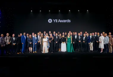 Winners of the Bentley Systems 2026 Year in Infrastructure Awards gathered on stage in Singapore
