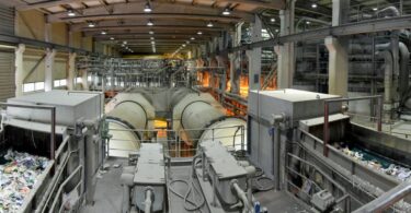Industrial equipment at UPM Nordland Papier paper mill in Dörpen, Germany