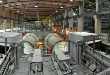 Industrial equipment at UPM Nordland Papier paper mill in Dörpen, Germany